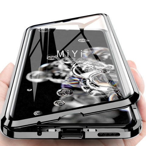 Full body Magnetic Tempered Glass Flip Case for Samsung Galaxy S 20 S20 Ultra Plus Case Metal Bumper Protective Shell Cover