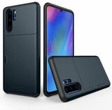 Hard Hybrid Rugged Armor Phone Case For Huawei P30 Pro Wallet Credit Card Storage Holder Slide Protect Cover For P30 Accessories