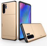 Hard Hybrid Rugged Armor Phone Case For Huawei P30 Pro Wallet Credit Card Storage Holder Slide Protect Cover For P30 Accessories