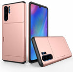 Hard Hybrid Rugged Armor Phone Case For Huawei P30 Pro Wallet Credit Card Storage Holder Slide Protect Cover For P30 Accessories