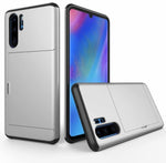 Hard Hybrid Rugged Armor Phone Case For Huawei P30 Pro Wallet Credit Card Storage Holder Slide Protect Cover For P30 Accessories