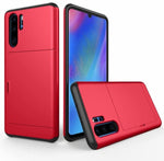 Hard Hybrid Rugged Armor Phone Case For Huawei P30 Pro Wallet Credit Card Storage Holder Slide Protect Cover For P30 Accessories