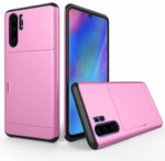 Hard Hybrid Rugged Armor Phone Case For Huawei P30 Pro Wallet Credit Card Storage Holder Slide Protect Cover For P30 Accessories
