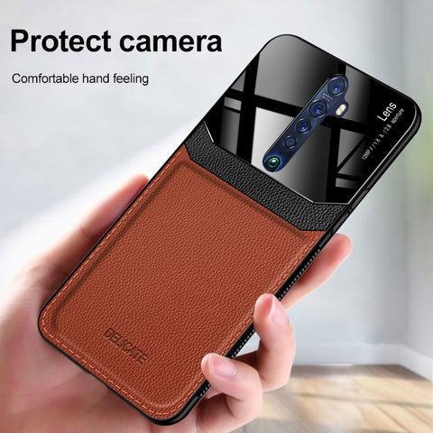 Phone Case for OPPO Reno 2 2z Case Luxury Business PC Grained Leather Shockproof Back Case for Reno 2 Reno 2z 3 Case Accessories
